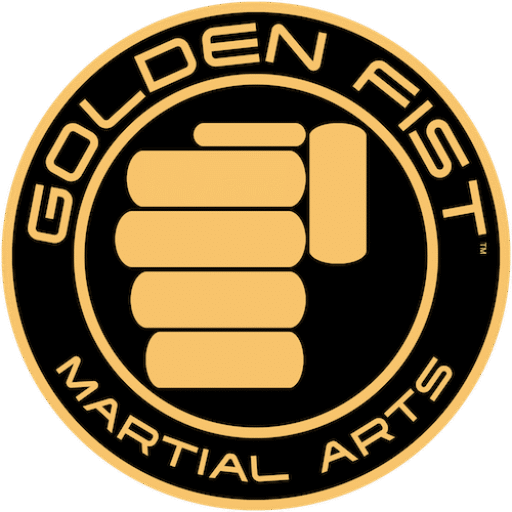 Golden Fist Martial Arts black and gold circular logo